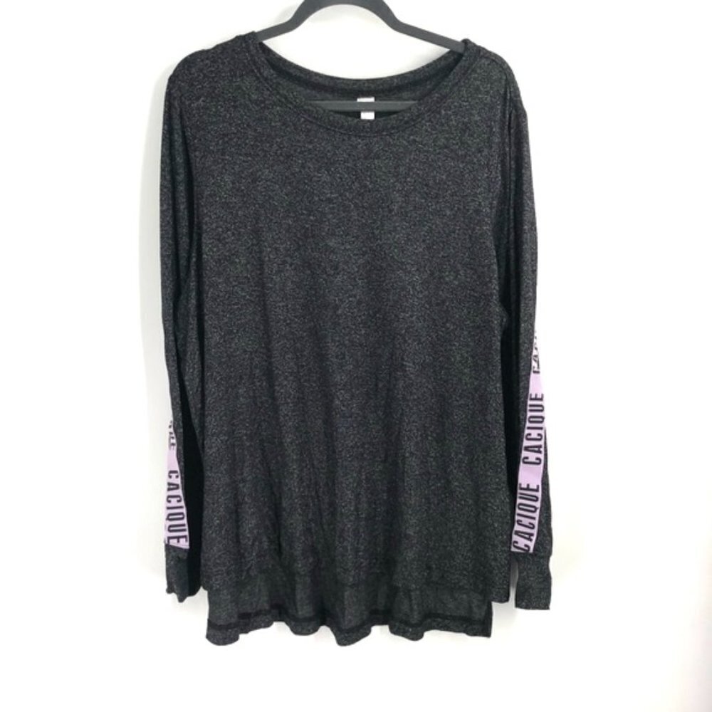 SLEEP BY CACIQUE Long Sleeve Top Lounge Comfy Spellout Logo Stretch Plus Size 18